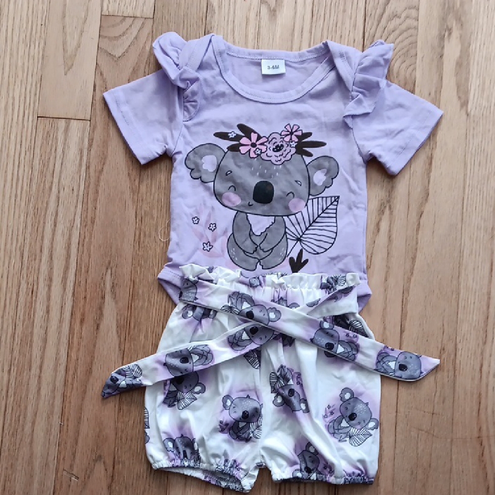H&M Purple Koala Baby Outfit 3-6 Months new